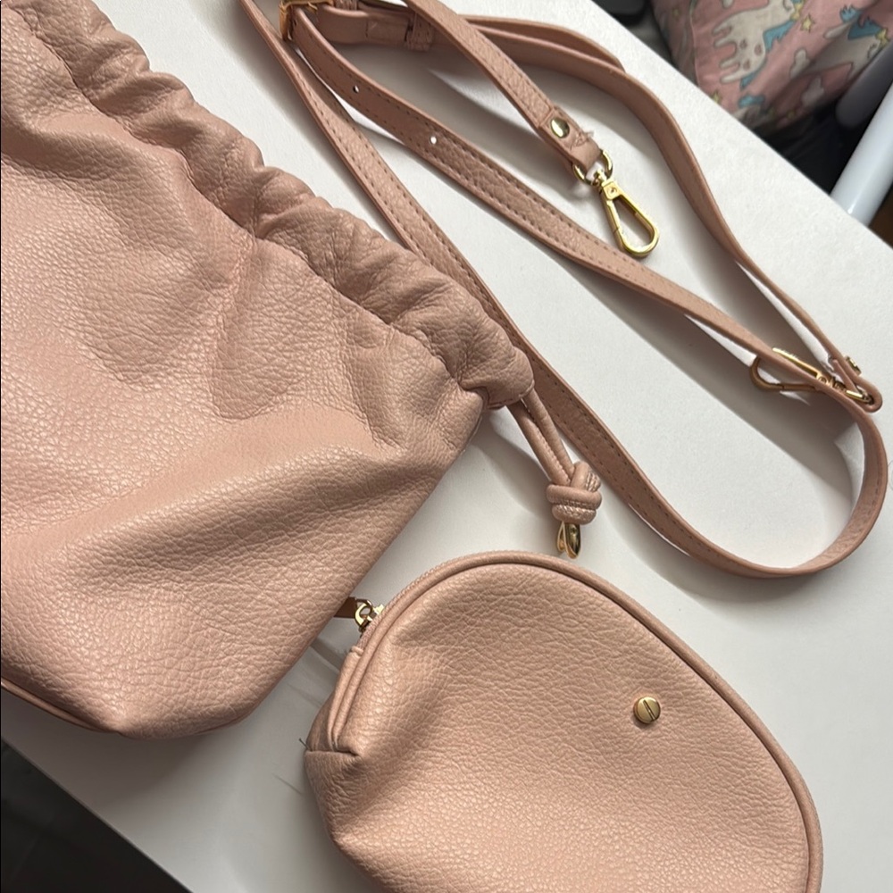 Pink Crossbody Bag with Textured Finish - Picture 2 of 2